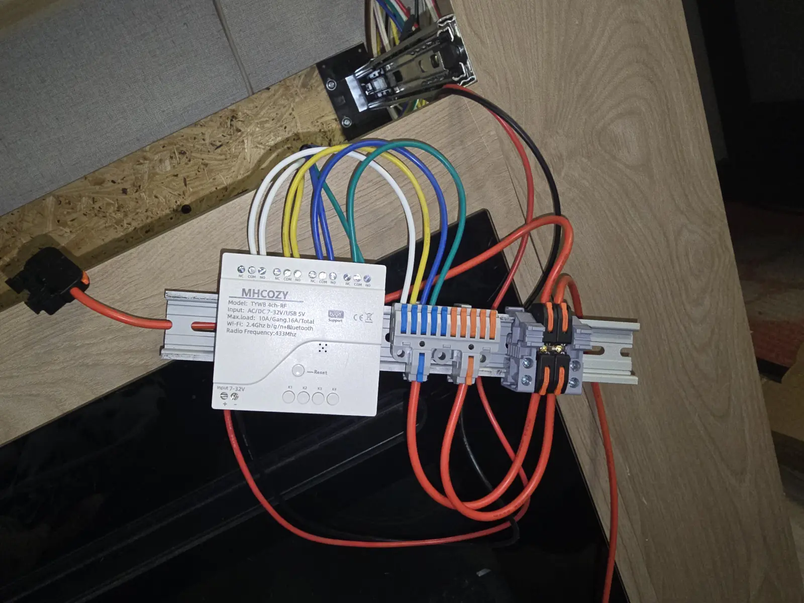 DIN rail relay control system installation